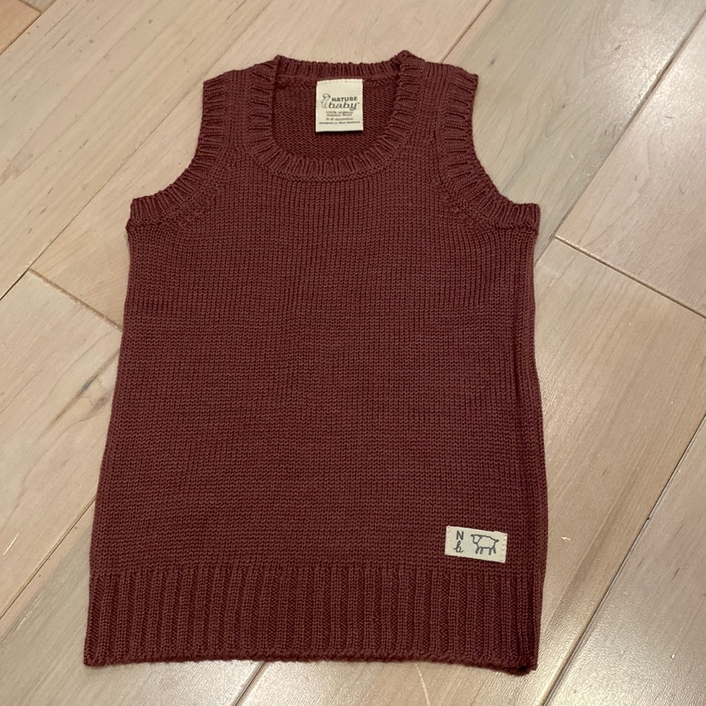 Nature baby organic merino wool brow auburn sweater vest